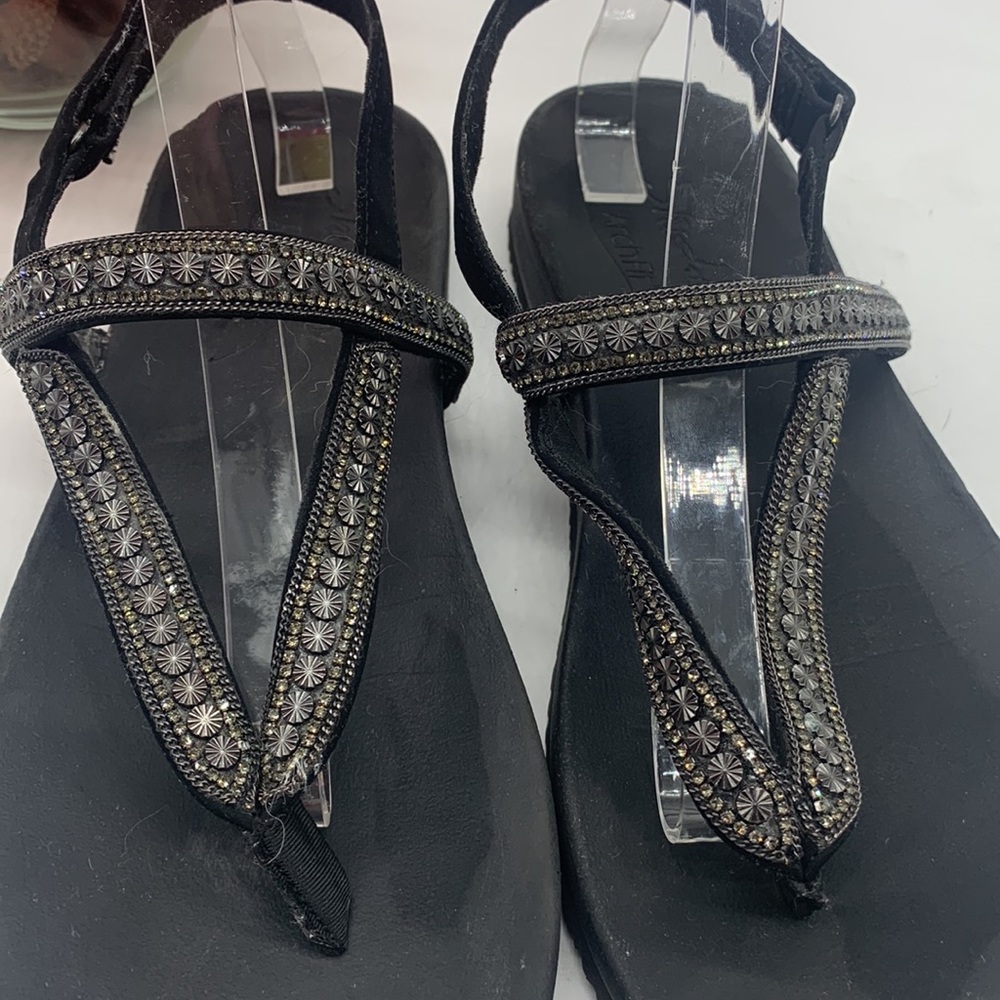 Sketchers Black embellished thong sandals Size 10 SKT5010A - Picture 2 of 9